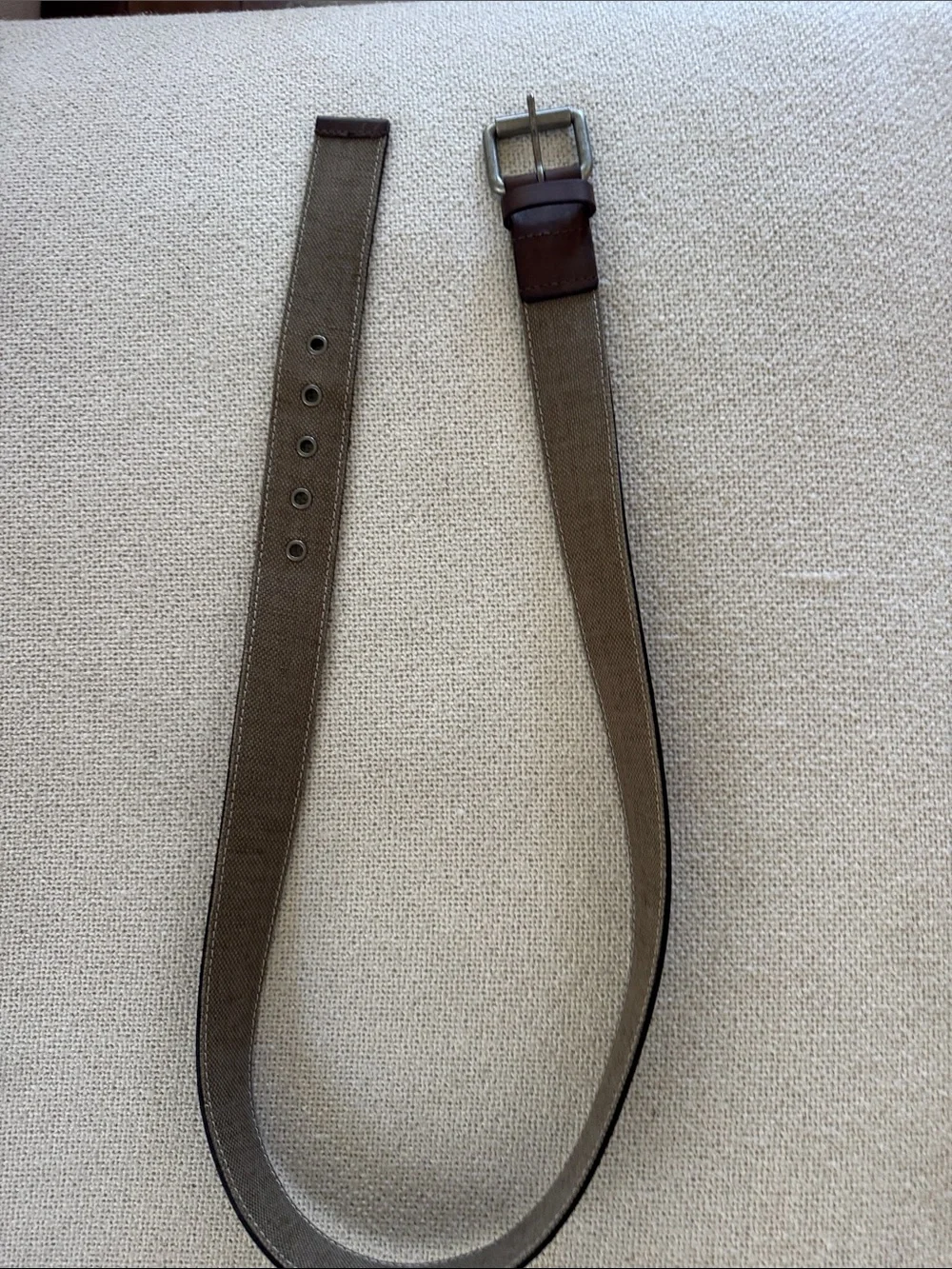 Lucky Brand Brown Canvas Belt with Leather Accents 38.